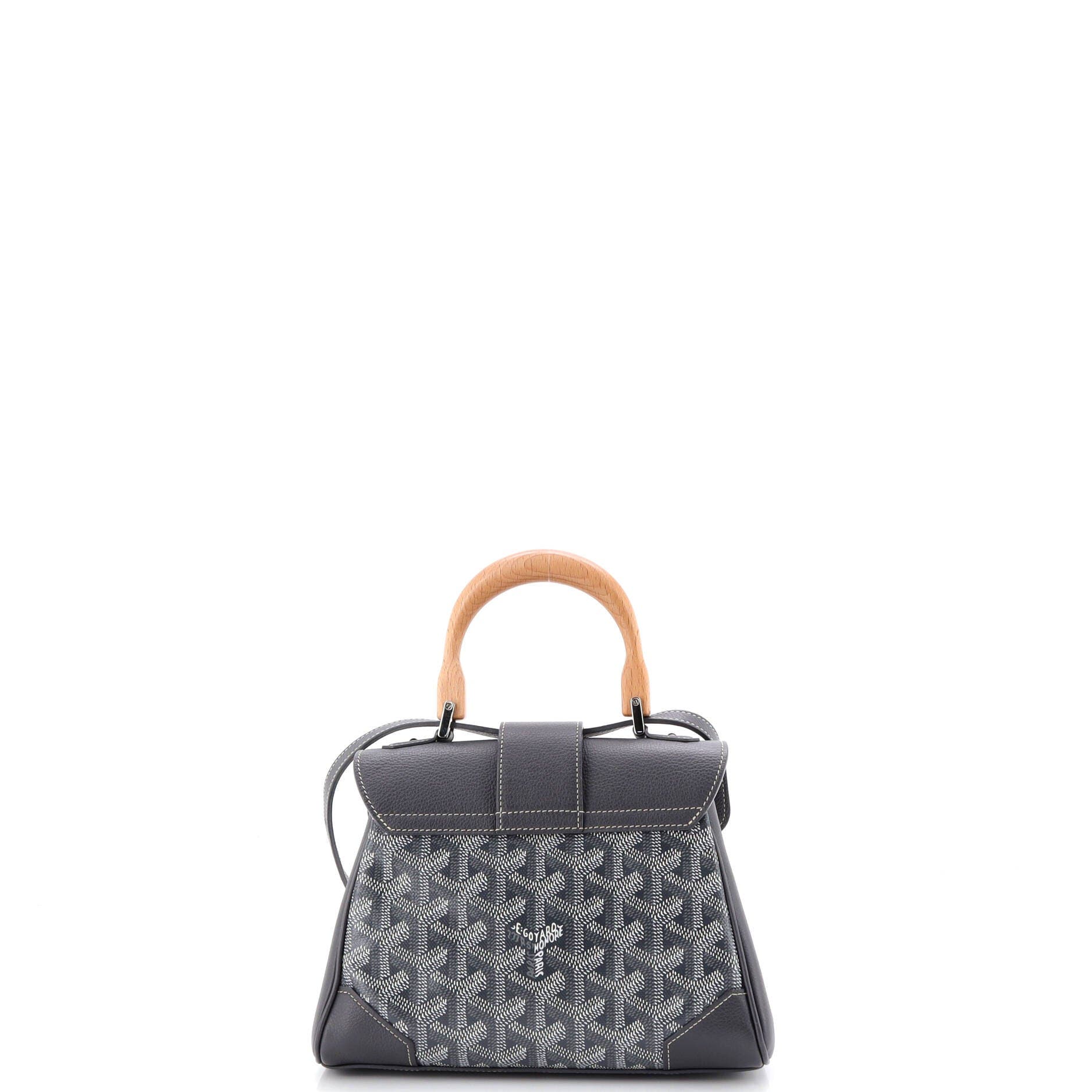 Pre-Owned Goyard Saigon Top Handle Bag Coated Canvas with Leather Mini, Alternate, color, Gray