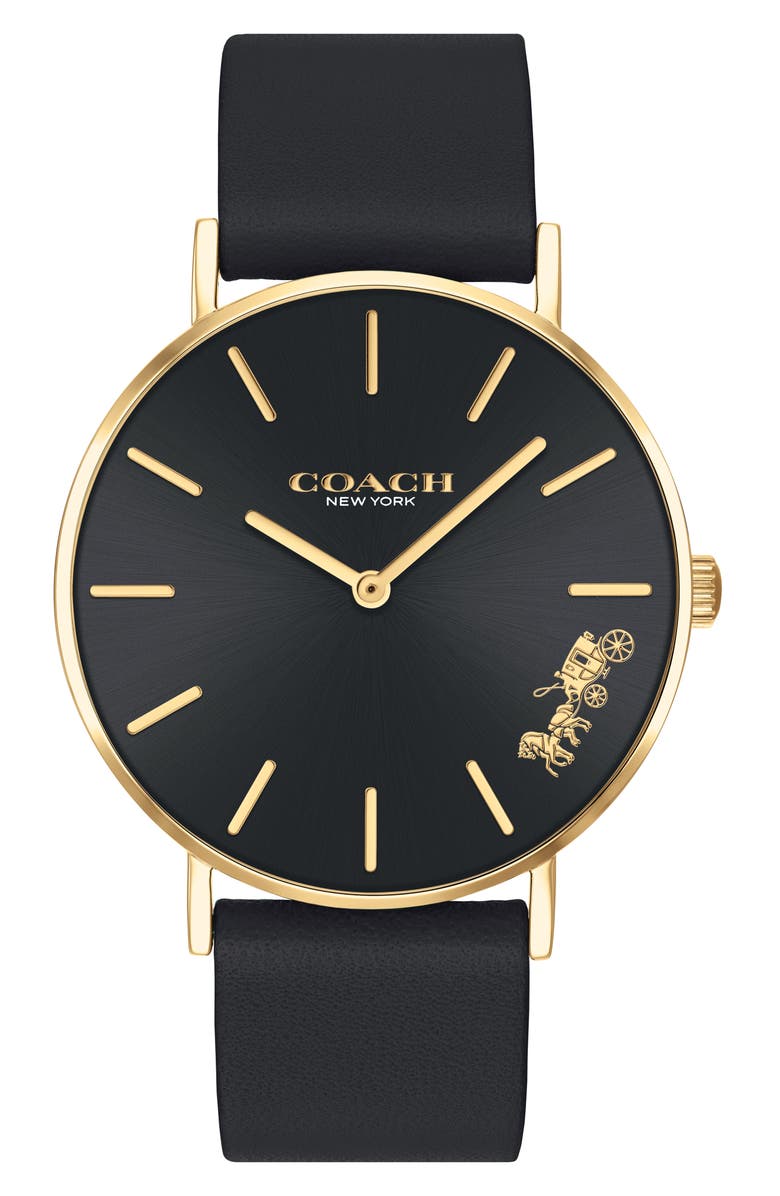 COACH Perry Leather Strap Watch, 36mm, Main, color,