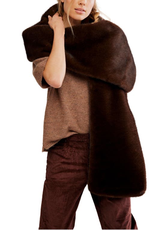 Free People Snow Angel Faux Fur Scarf In Brown