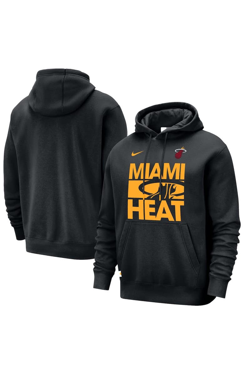 Nike Men's Nike Black Miami Heat Courtside Club Pullover Hoodie, Main, color, Black