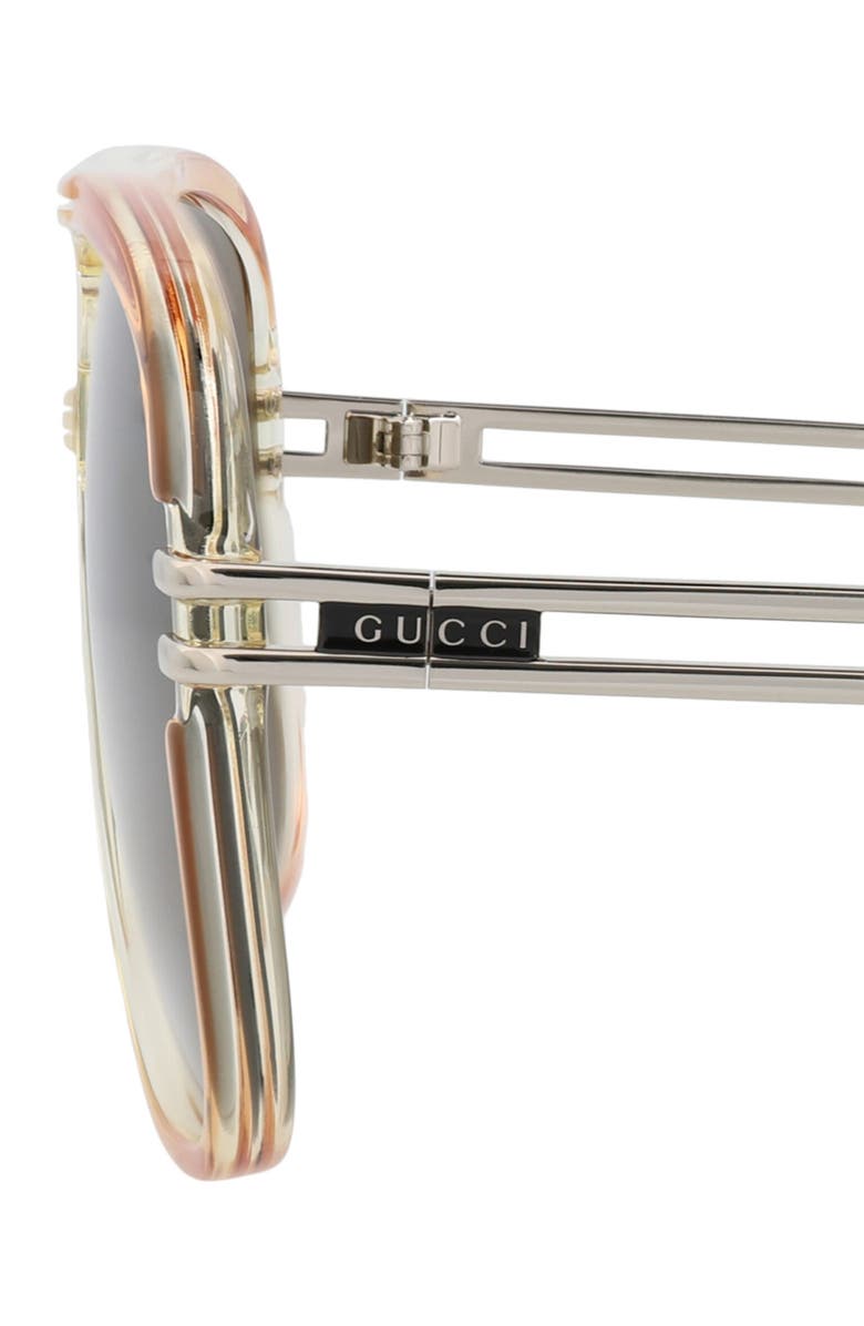 Gucci 63mm Aviator Sunglasses, Alternate, color, Orange Silver Brown