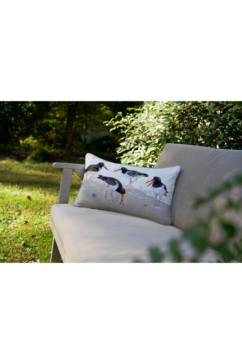 Oystercatcher Social Lumbar Mini Lumbar Accent Pillow 12" x 21", Alternate, color, Gray