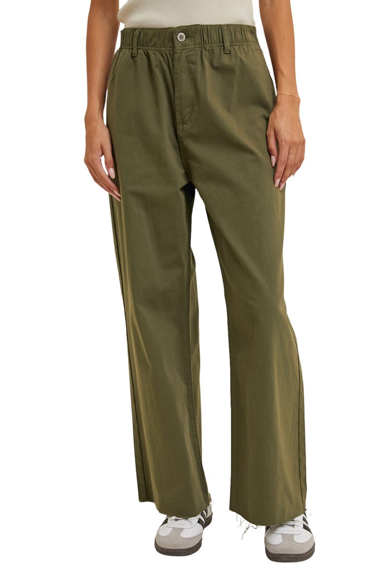 Raw Hem Wide Leg Jeans, Main, color, OLIVE