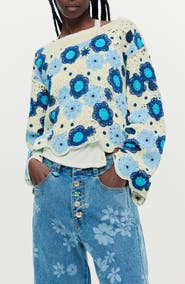 Desigual Open Stitch Floral Sweater