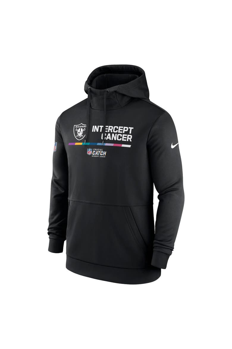 Men's Nike Black Las Vegas Raiders 2022 NFL Crucial Catch Therma Performance Pullover Hoodie, Alternate, color, Black
