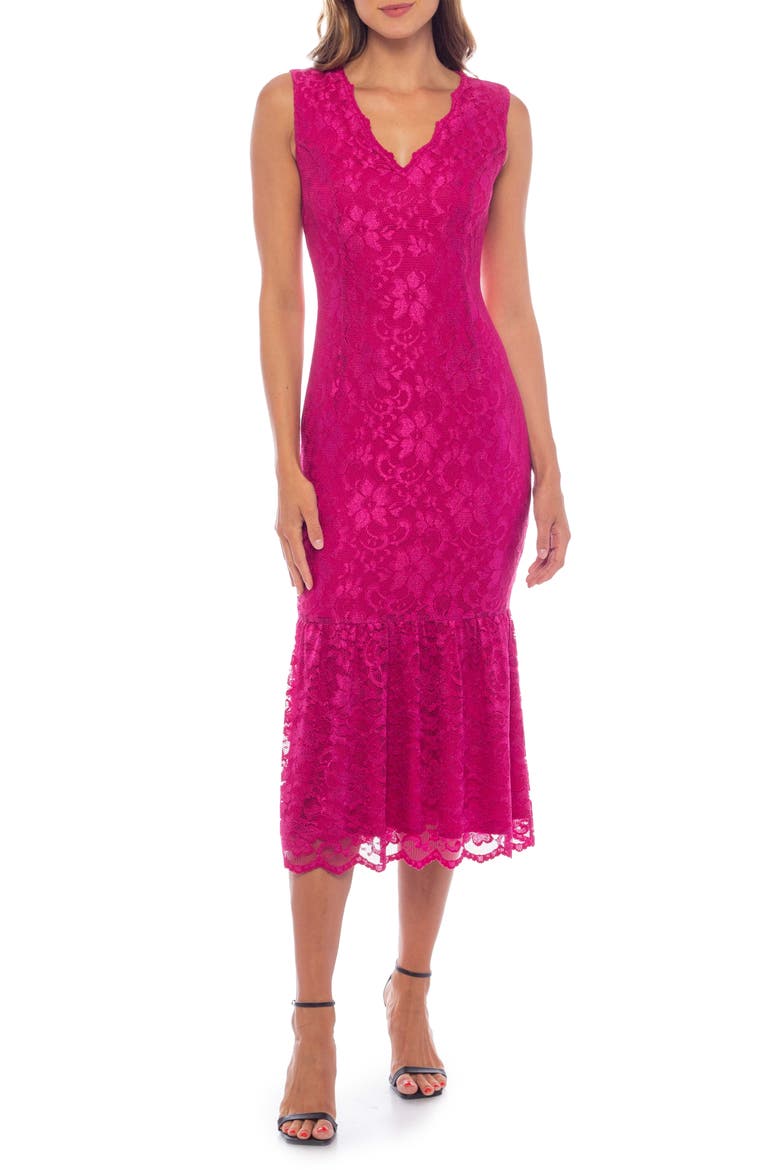 Scallop Lace Sleeveless Midi Dress, Main, color, FUCHSIA