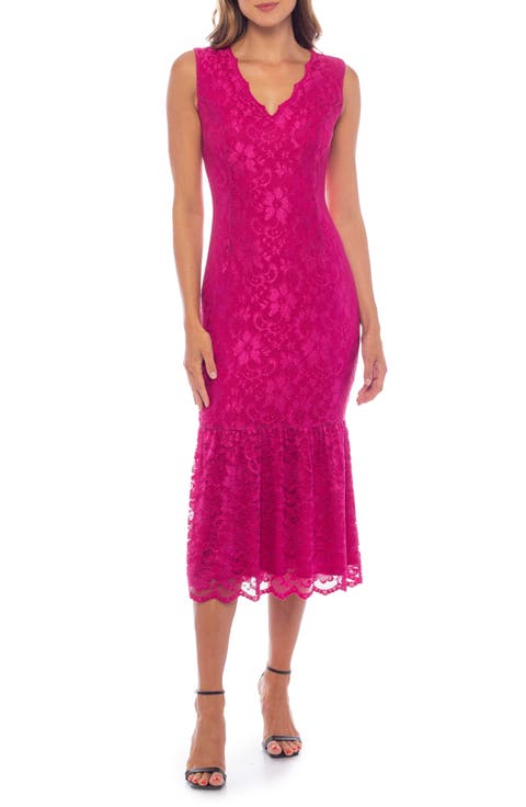 Scallop Lace Sleeveless Midi Dress