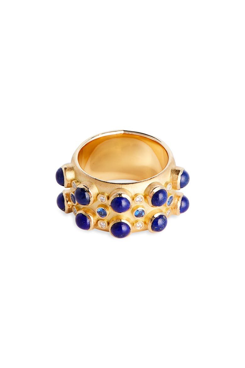 Trio Cabochan Cigar Band Ring, Main, color, LAPIS/ BLUE SAPPHIRE/ DIAMOND