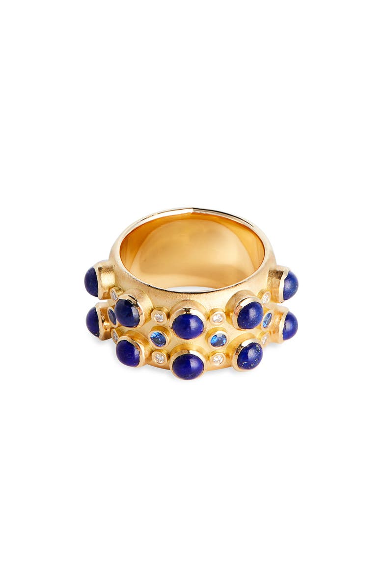 Grace Winfrey Trio Cabochan Cigar Band Ring, Main, color, Lapis/ Blue Sapphire/ Diamond