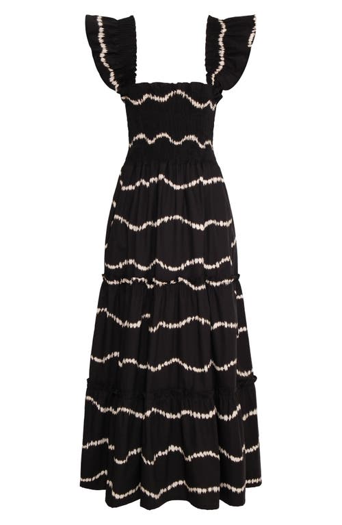 Shop The Lulo Project Sunset Print Smocked Stretch Cotton Maxi Dress