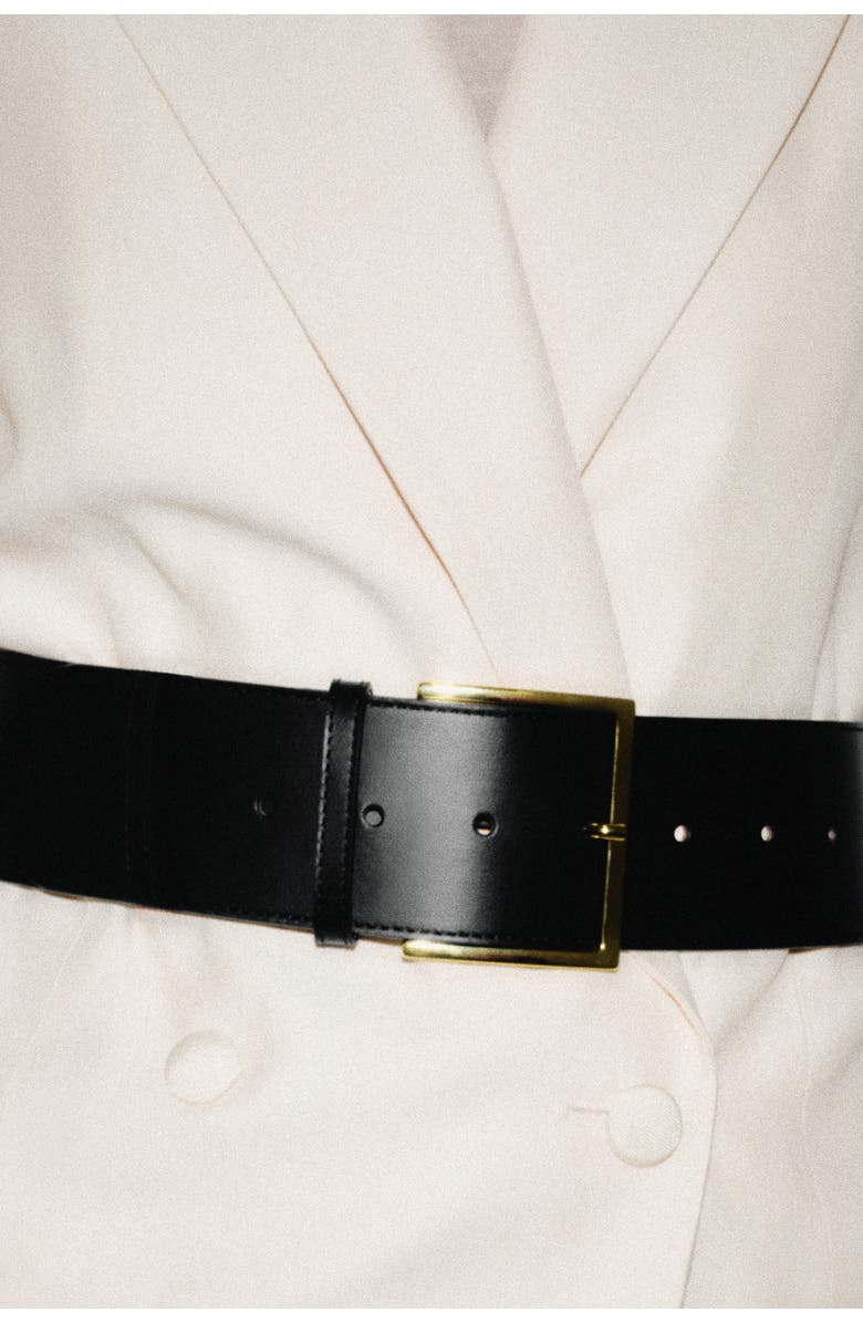 COS Low-waist Wide Leather Belt, Alternate, color, Black