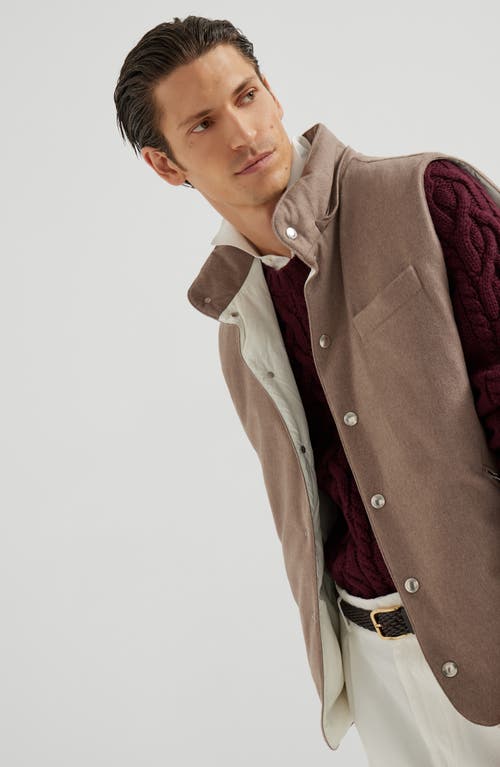 Brunello Cucinelli Wool Down-filled Padded Gilet In Brown