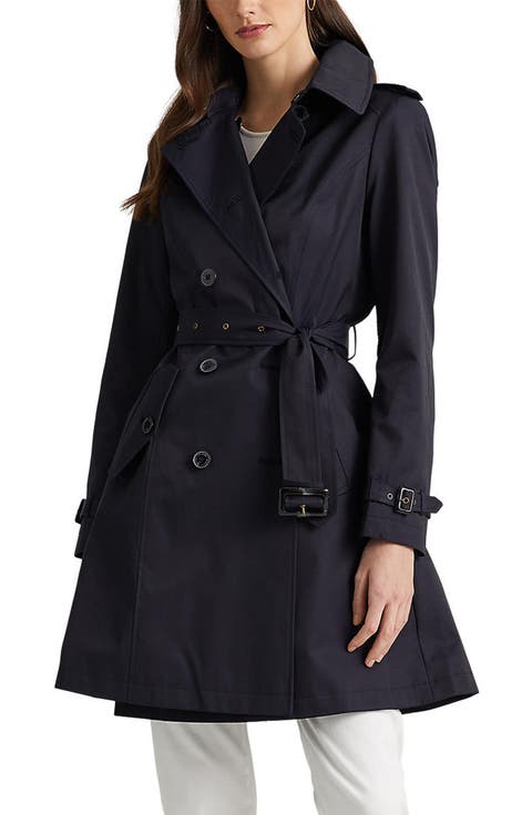Double Breasted Water Repellent Cotton Blend Trench Coat