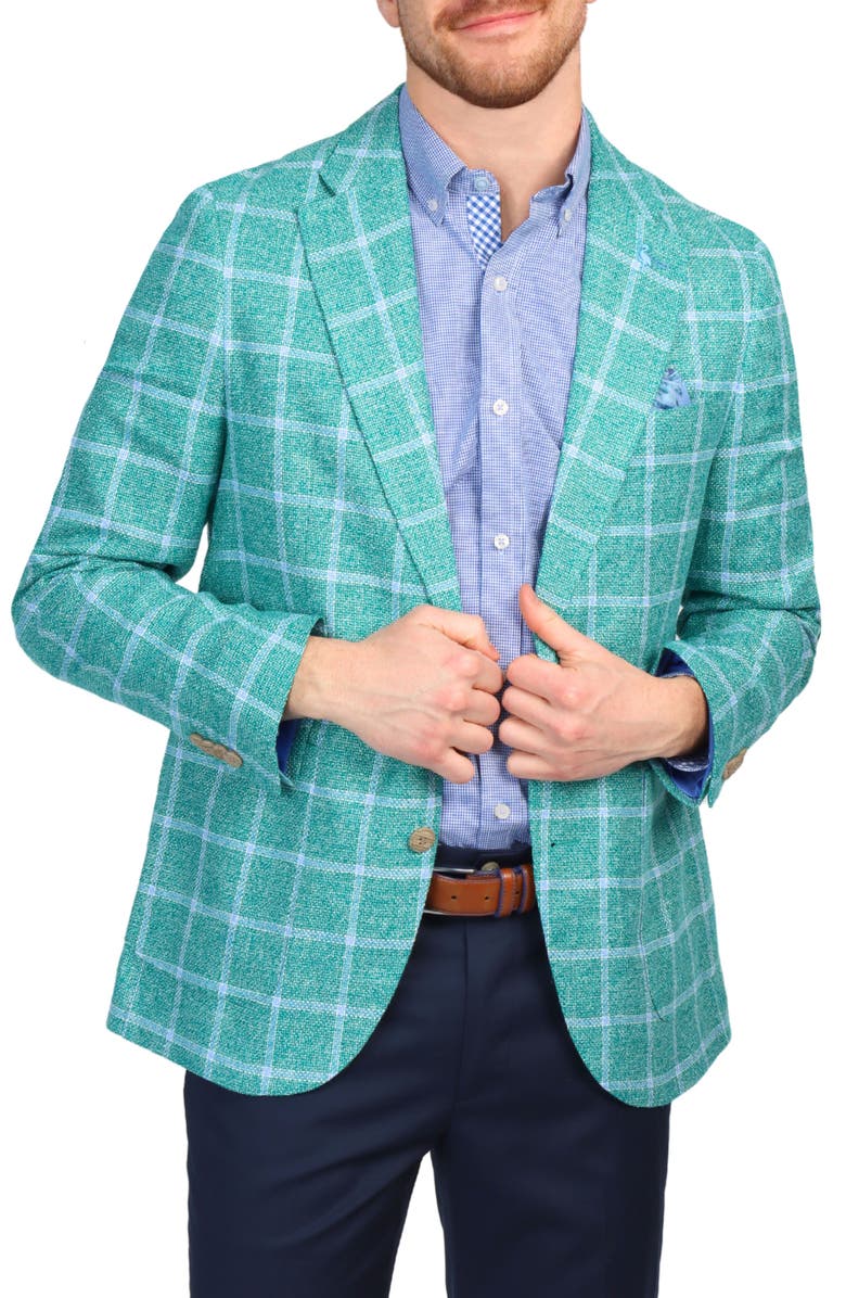 TailorByrd Textured Yarn Dye Windowpane Sport Coat, Alternate, color, Kelly Green