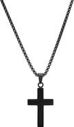 HMY JEWELRY Men's Black Stainless Steel Cross Pendant Necklace