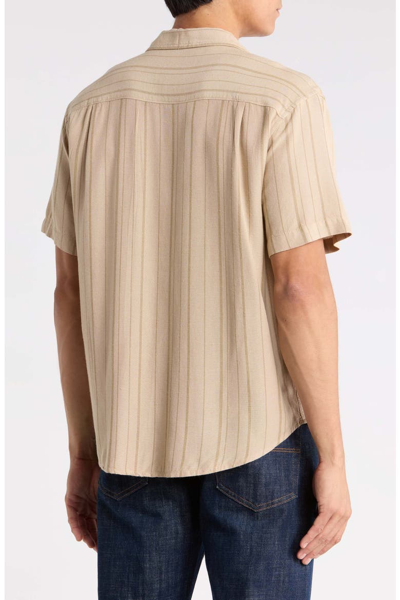 Exotica Stripe Short Sleeve Button-Up Shirt, Alternate, color, LIGHT KHAKI