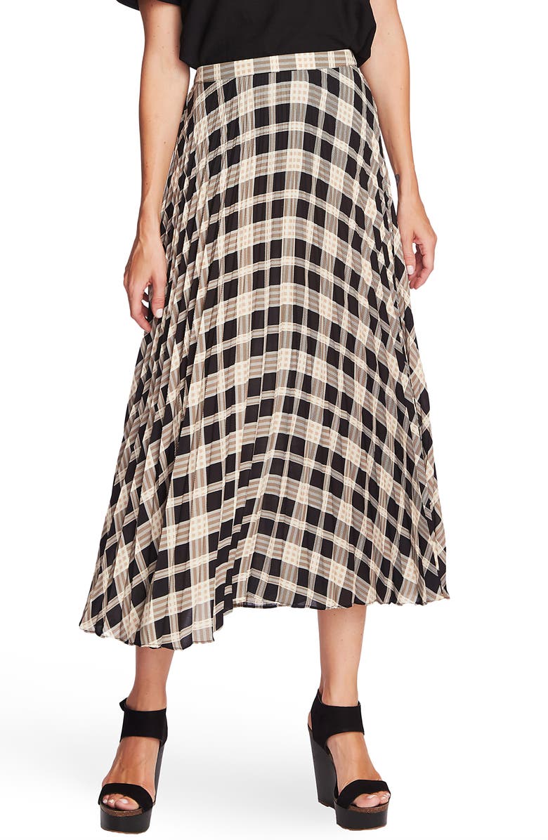 Vince Camuto Highland Plaid Pleated Skirt, Main, color, 