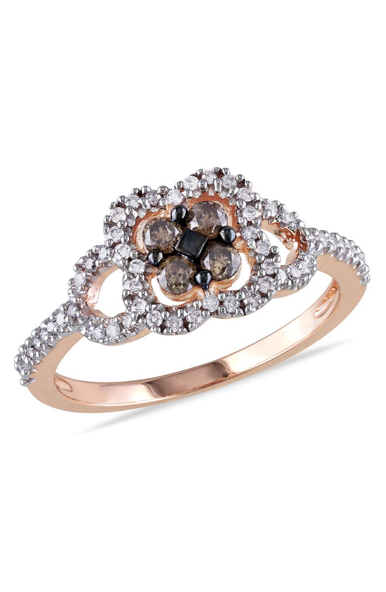 Julianna B. Brown & White Diamond Floral Ring 10k, Main, color, Diamond