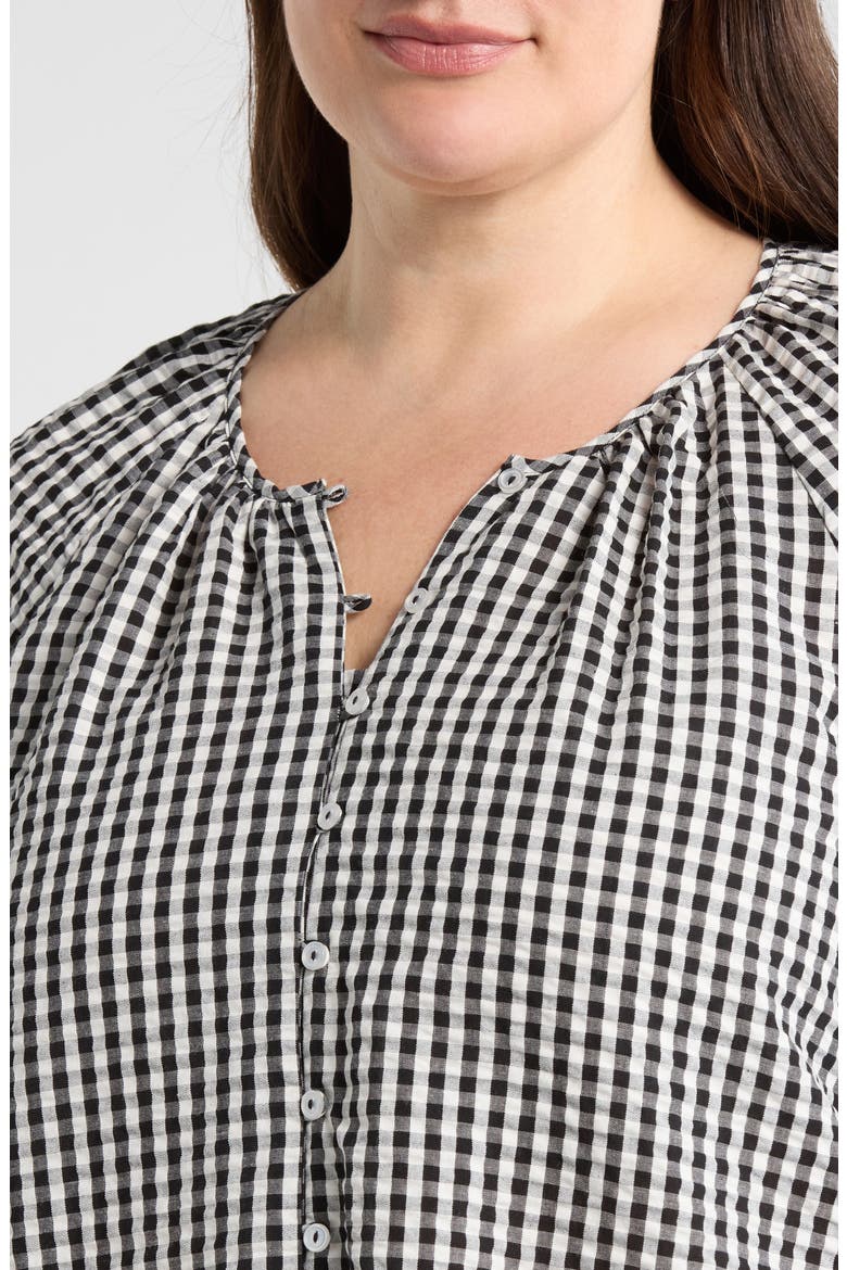 Perfect Gingham Button-Up Shirt, Alternate, color, BLACK