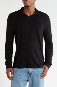 John Varvatos Zack Basket Stitch Long Sleeve Polo