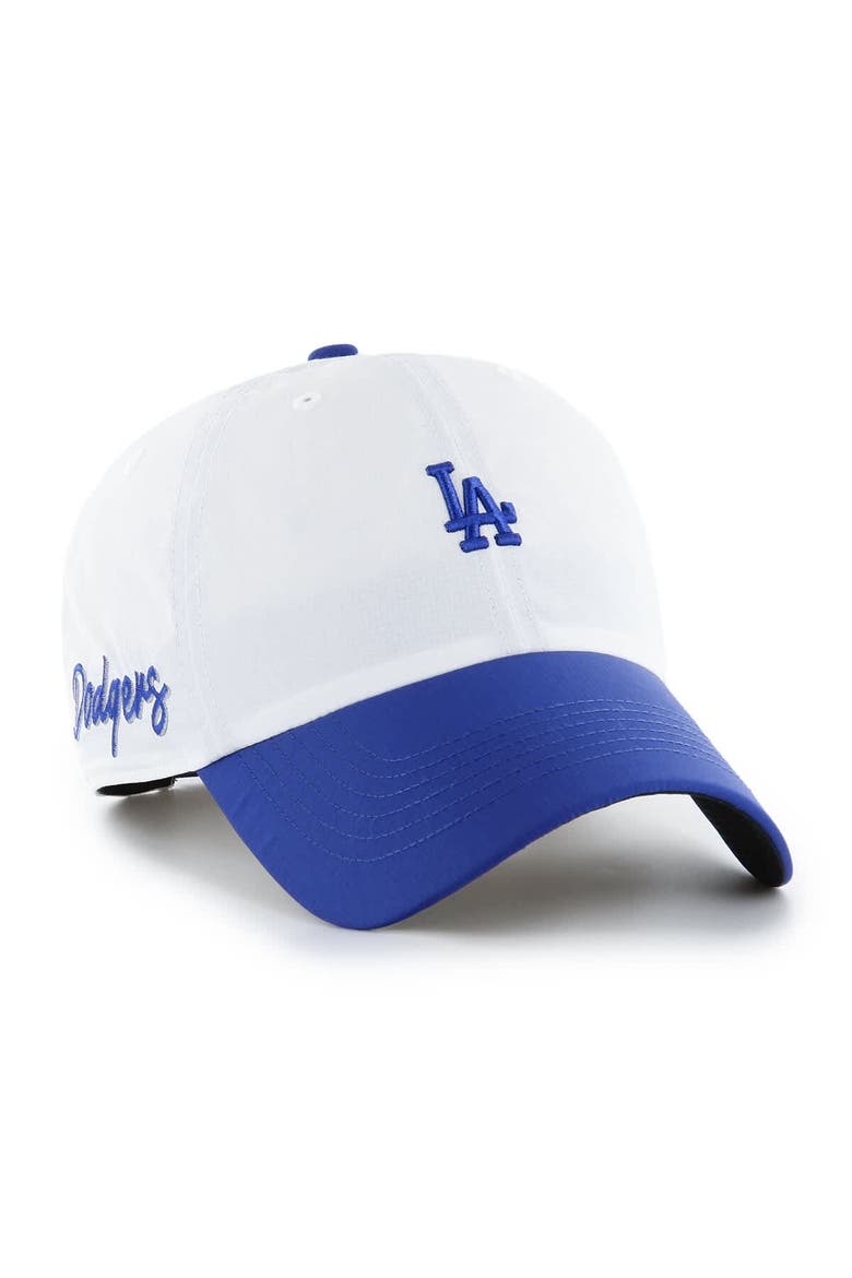 Men's '47 White/Royal Los Angeles Dodgers Vista Mini Clean Up brrr° Adjustable Hat, Alternate, color, White