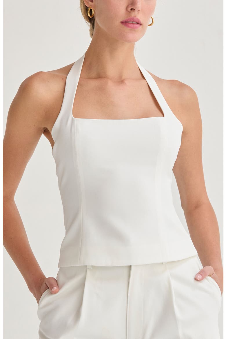 Tailored Halter Top, Alternate, color, White