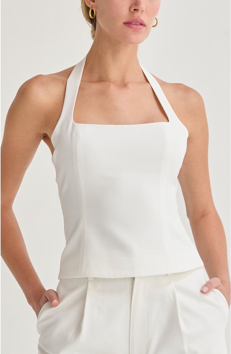 CRESCENT Tailored Halter Top, Alternate, color, White