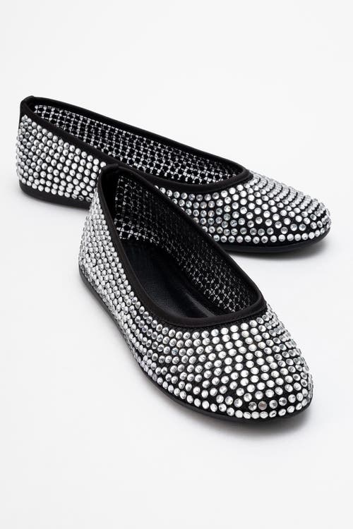 Prologue Shoes Runway Mesh Embellished Ballet Flat In Black