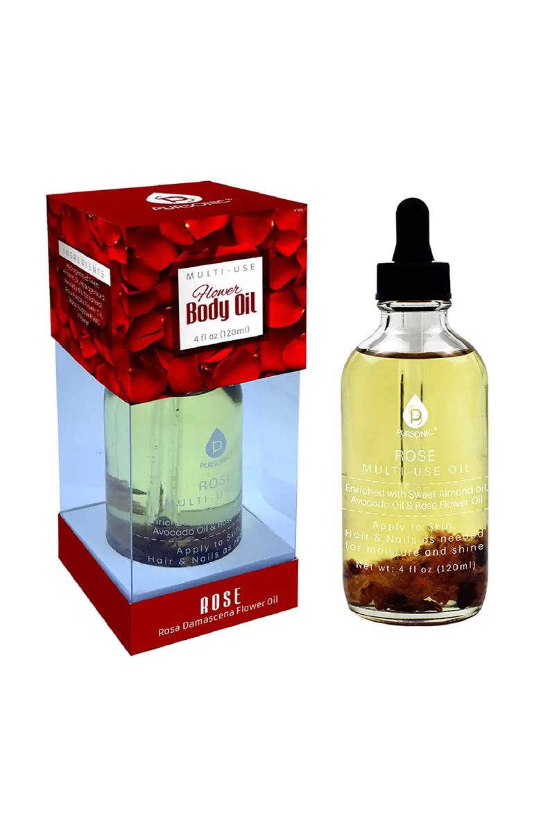 PURSONIC Rose flower Multi Use Body Oils 4 Oz, Alternate, color, Red