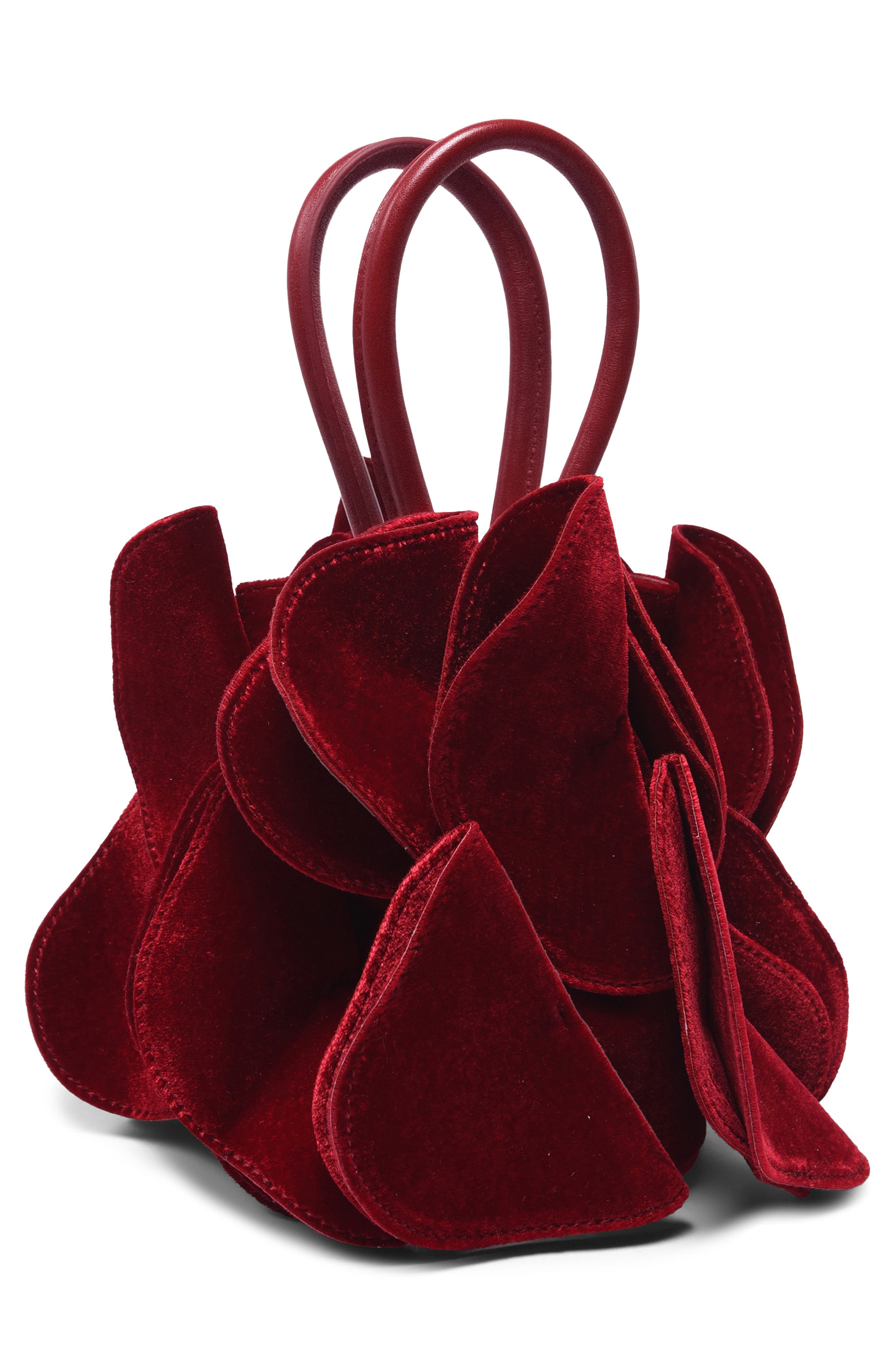 Velvet Flower Leather Handbag, Alternate, color, MERLOT