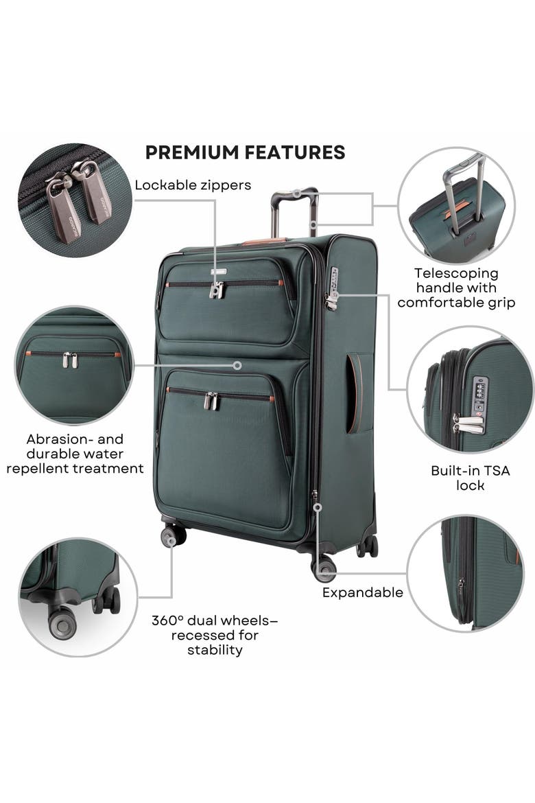 Montecito 3.0 Softside Expandable Suitcase, 25" Checked, Alternate, color, Hunter Green