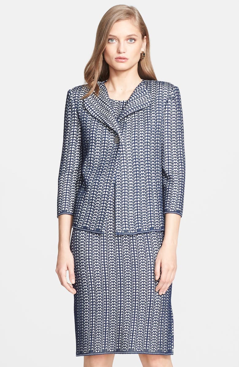 St. John Collection Pointelle Knit Jacket, Main, color, 