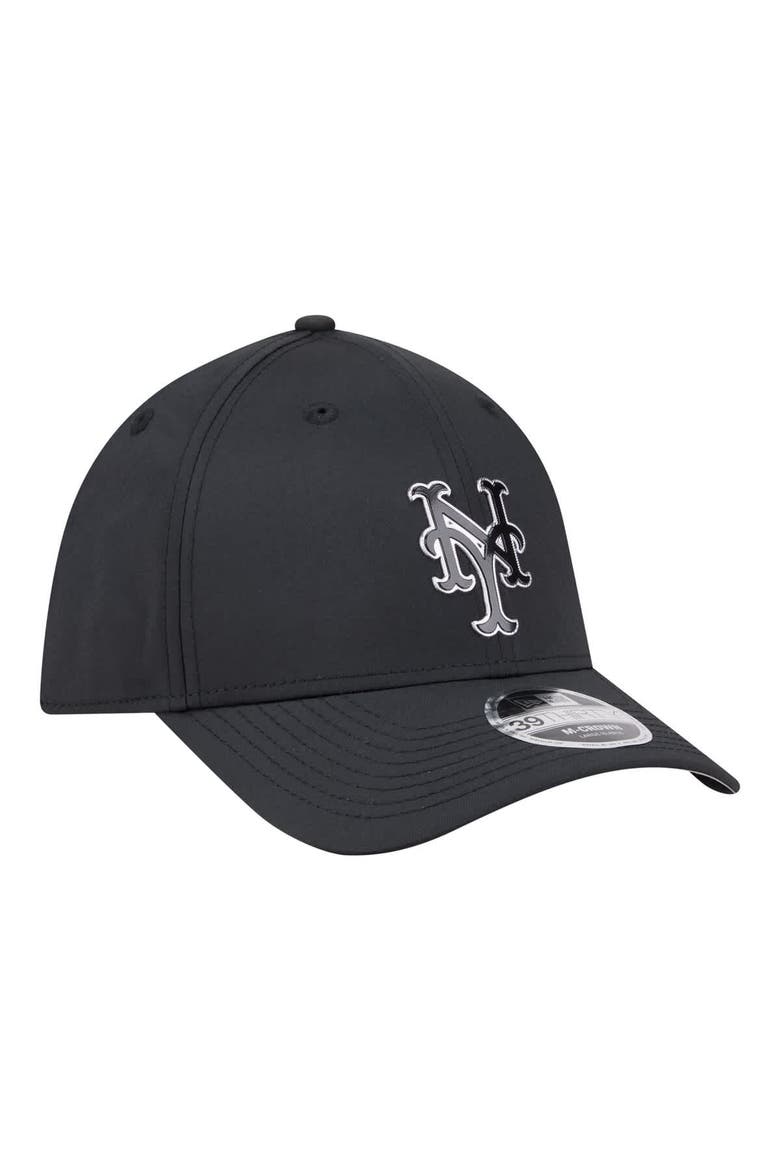 Men's New Era  Black New York Mets Metallic 39THIRTY M-Crown Flex Hat, Alternate, color, Black