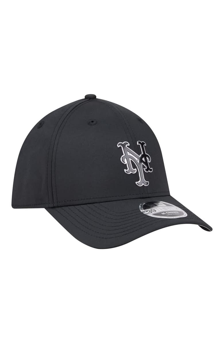New Era Men's New Era Black New York Mets Metallic 39THIRTY M-Crown Flex Hat, Alternate, color, Black
