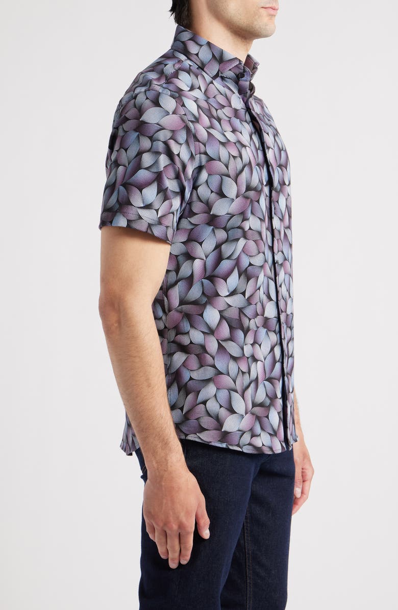 Stone Rose Bad Trip Short Sleeve Button-Up Shirt, Alternate, color, 