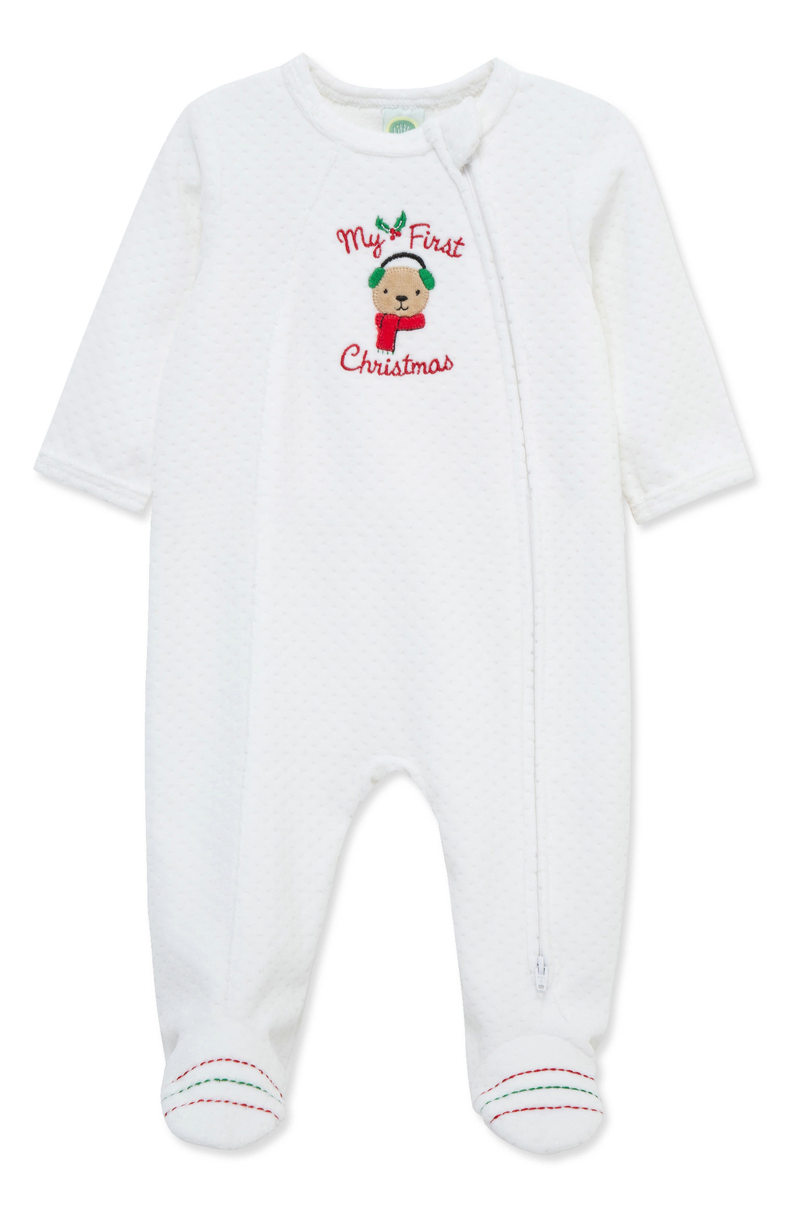 Little Me Merry Bear Holiday Velour Footie