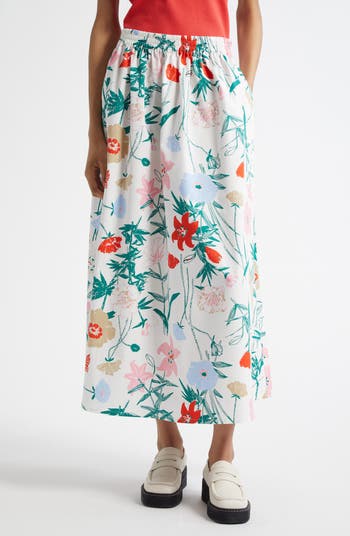 【marimekko】Buklee Perenna コットン スカート MARIMEKKO SKIRT BUKLEE PERENNA WHITE/GREEN/RED/BROWN