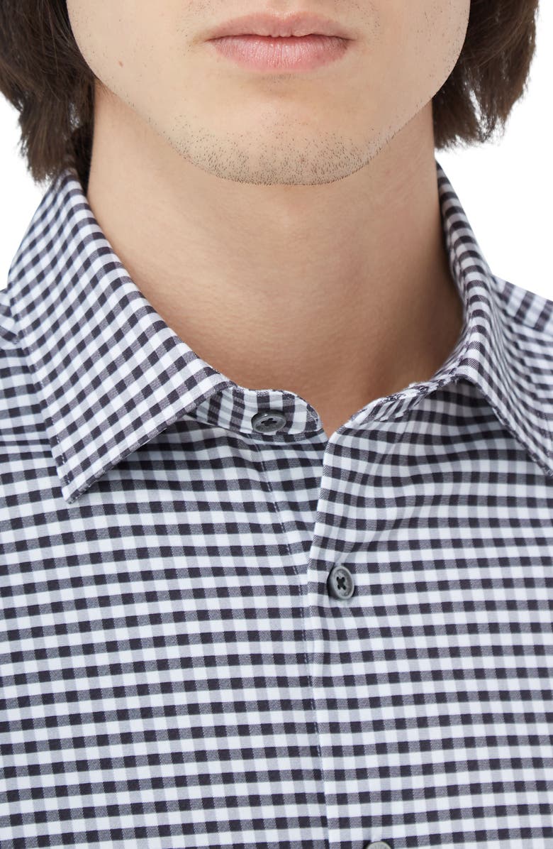 Bugatchi James OoohCotton<sup>®</sup> Gingham Button-Up Shirt, Alternate, color, Black