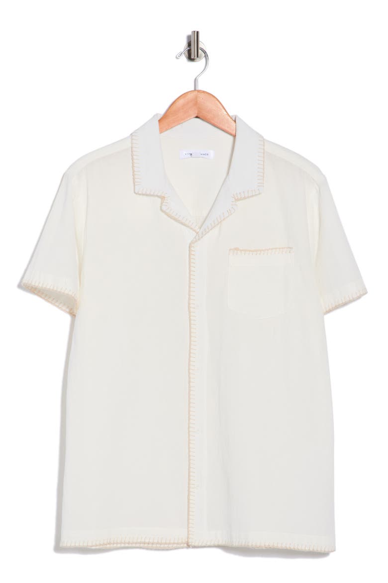 Short Sleeve Embroidered Camp Shirt, Alternate, color, WHITE