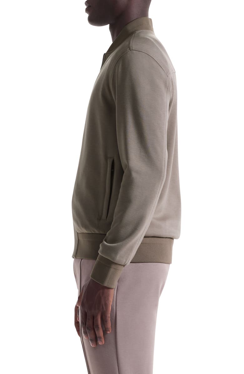 Bugatchi Soft Touch Knit Reversible Bomber Jacket, Alternate, color, Walnut