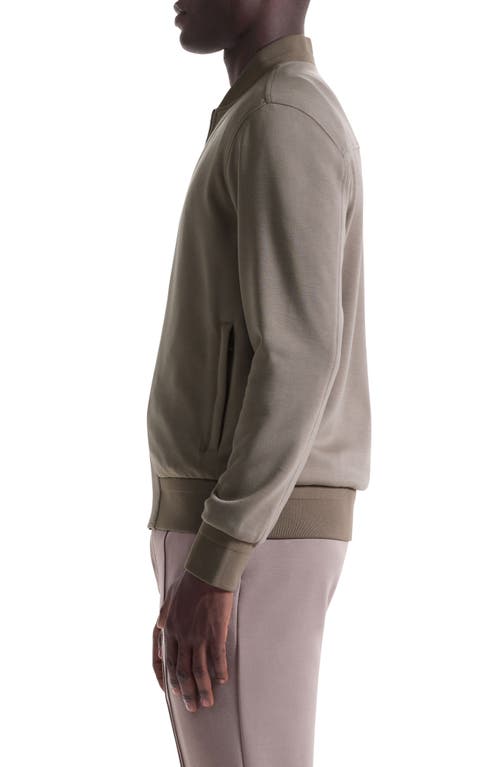 Bugatchi Soft Touch Knit Reversible Bomber Jacket In Brown