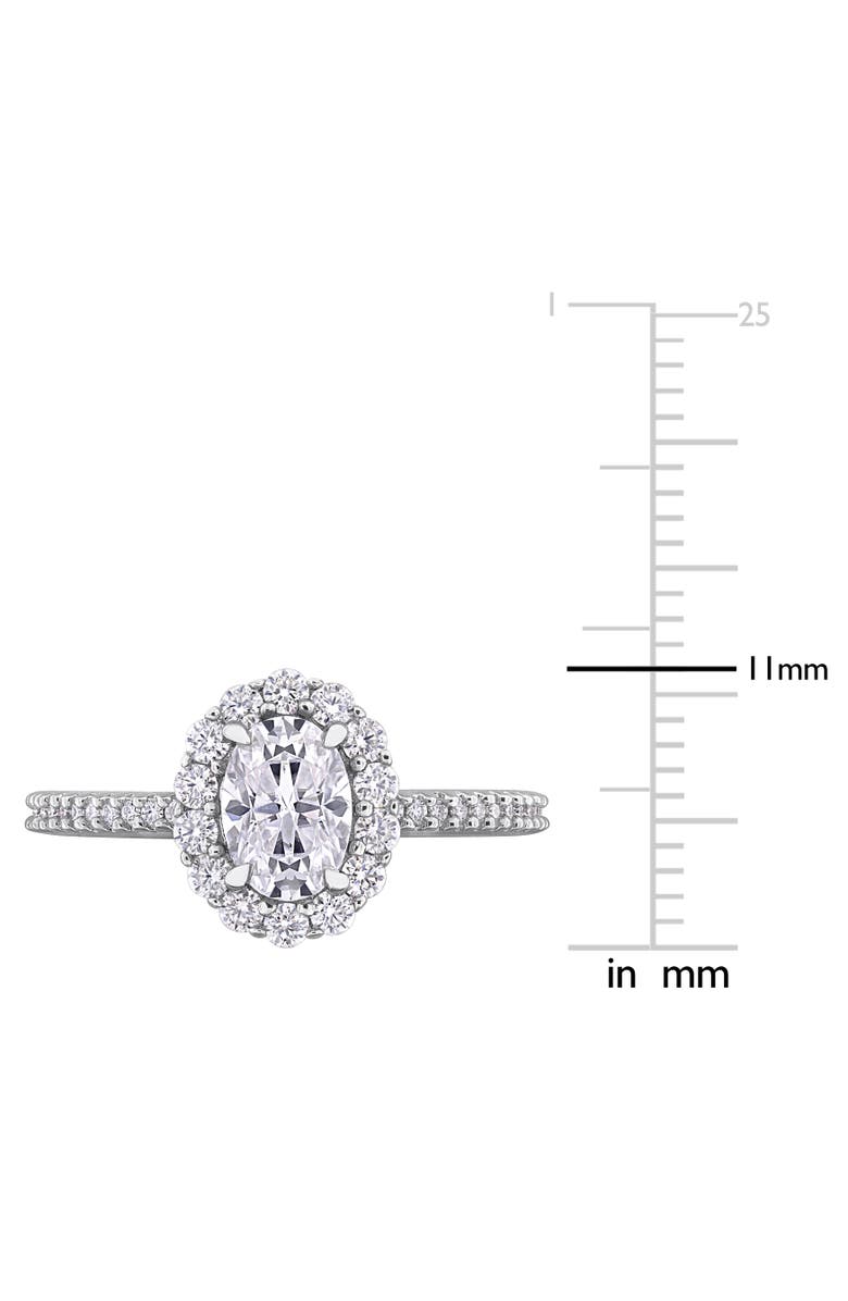 Julianna B. Moissanite Oval Halo Engagement Ring, Alternate, color, Sterling Silver