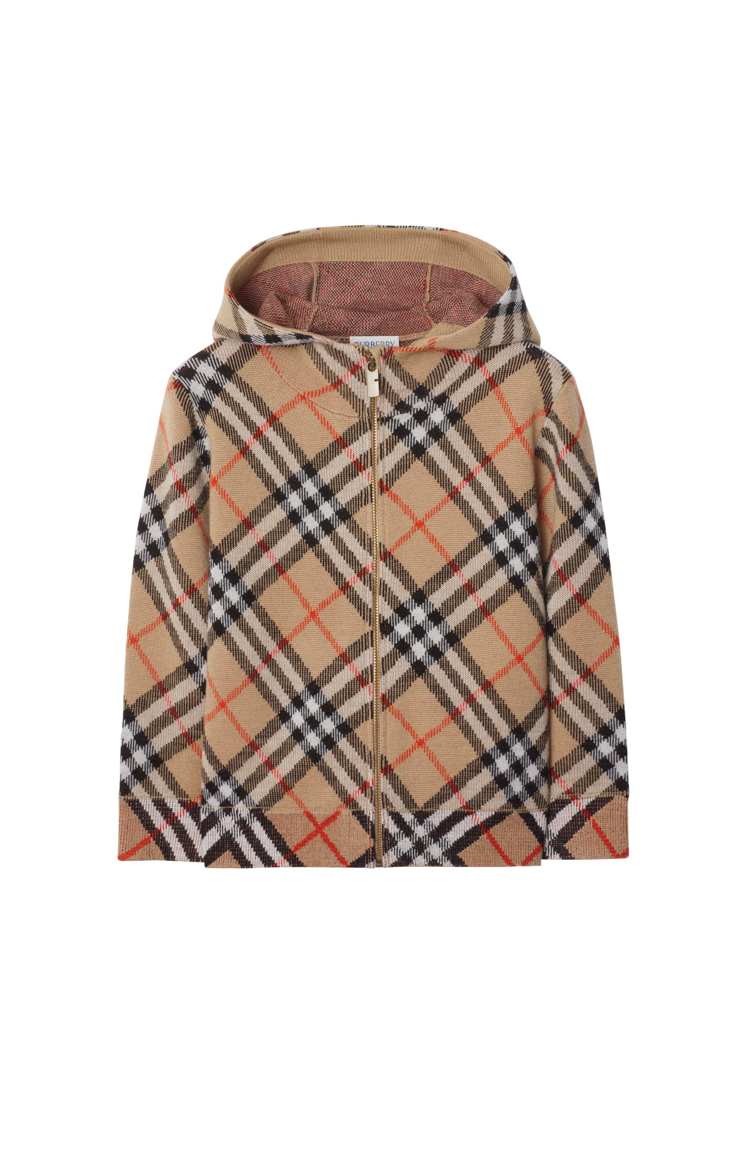 Burberry Check Wool Zip Hoodie | Nordstrom