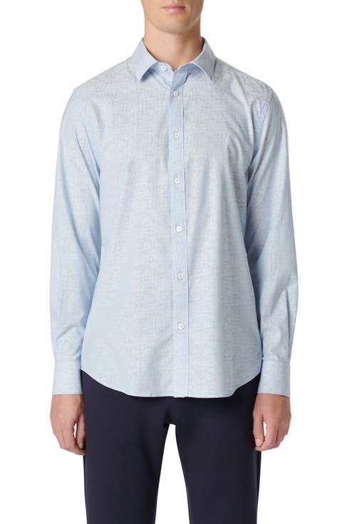 Julian Shaped Fit Stripe Stretch Cotton Button-Up Shirt