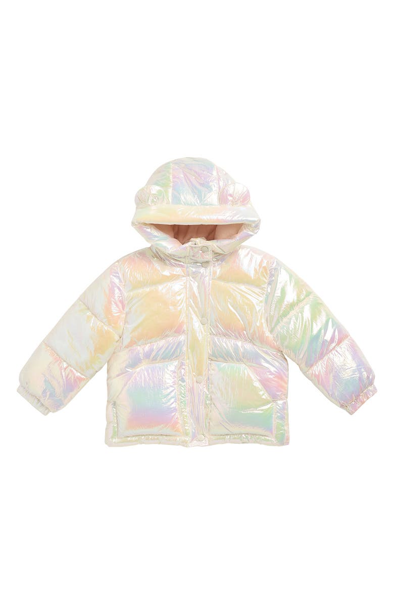 Rothschild Kids' Crinkle Metallic Hooded Puffer Jacket, Main, color, Pearl