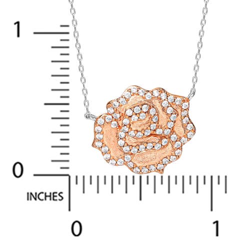 Disney Beauty And The Beast Belle Rose Necklace, 18" In Gold