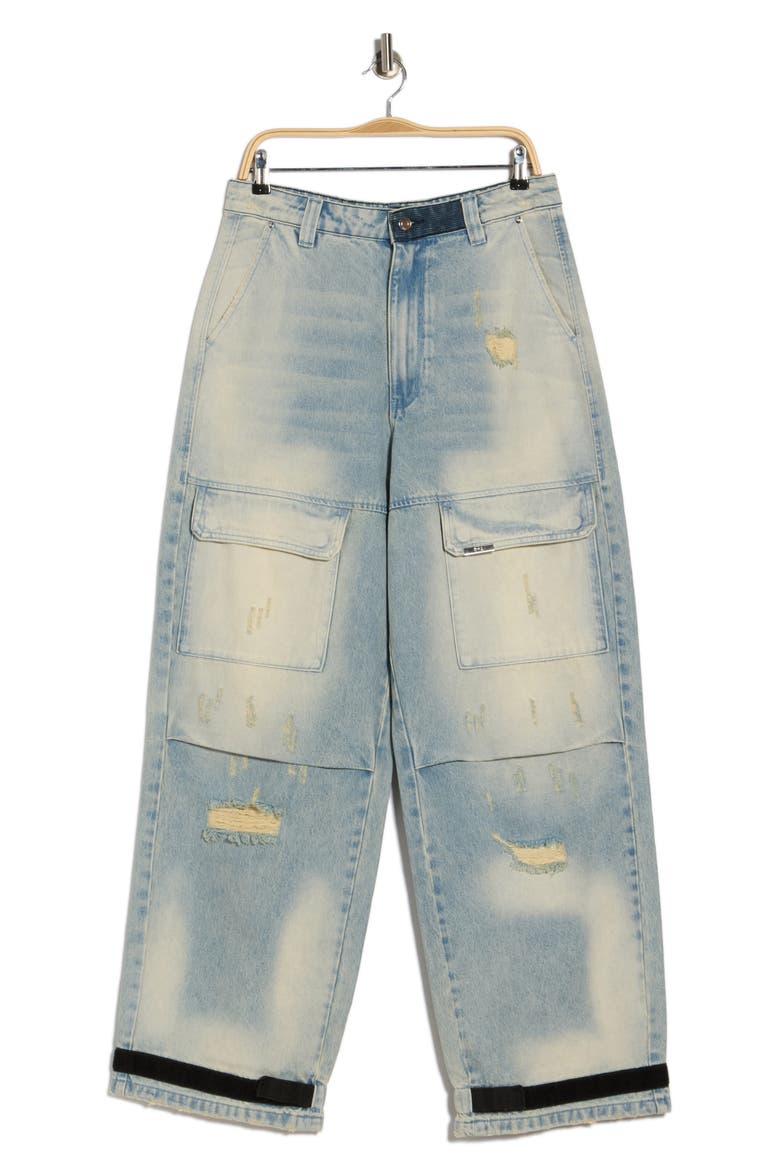 Wylie Distressed Relaxed Leg Cargo Jeans, Alternate, color, BLUE CLOUDS