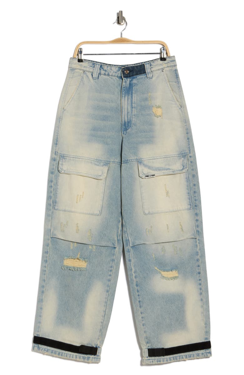 RtA Wylie Distressed Relaxed Leg Cargo Jeans, Alternate, color, Blue Clouds
