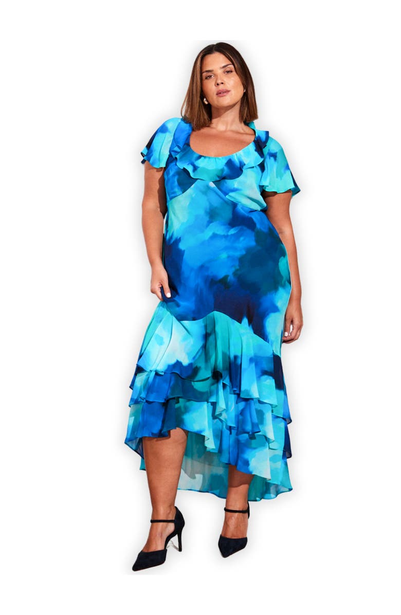 Live Unlimited Scoop Neck Ruffle Dress, Main, color, Blue