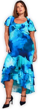 Live Unlimited Scoop Neck Ruffle Dress